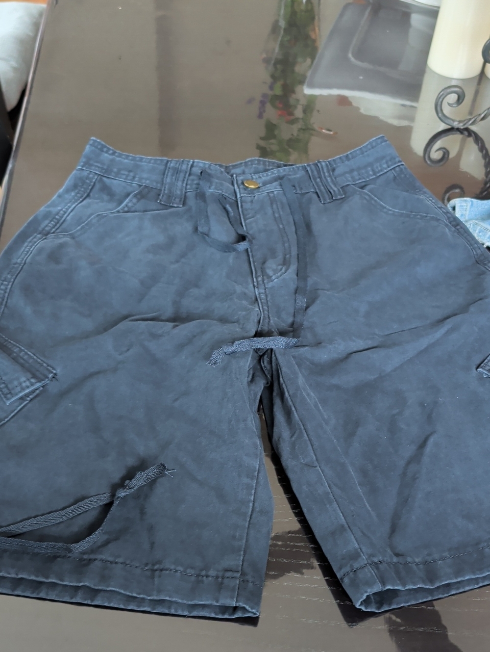 M. Dark Navy Cargo Shorts with Drawcord